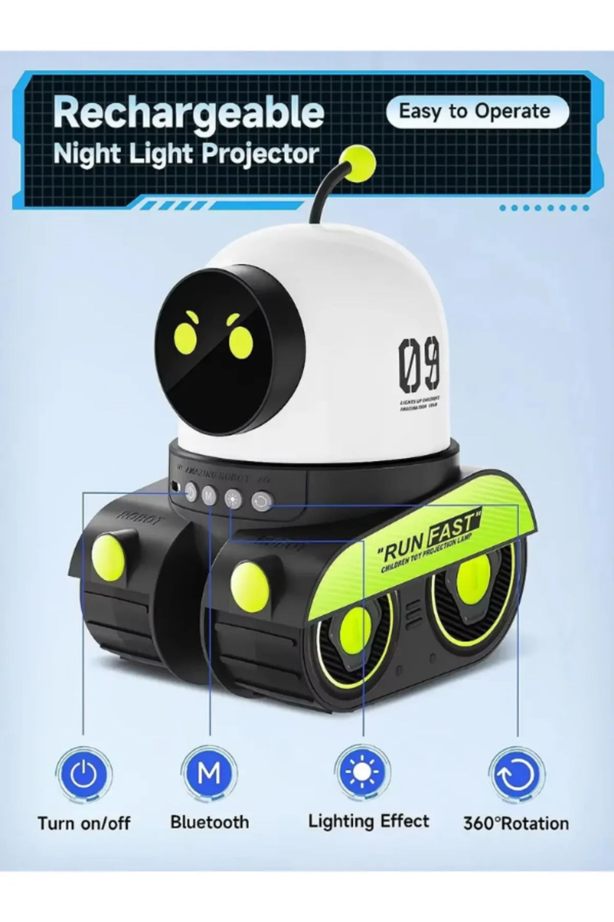 Gece Lambası Projektör Çocuklar İçin Eğitici Bluetooth Hoparlör Speaker Gezengen Astronot Galaxy