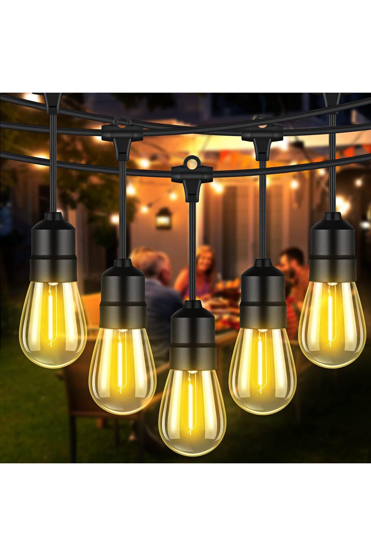 Gunes Enerjili Solar Bahce Aydinlatmasi 10 Ampullu IP65 Su Gecirmez Dekoratif Bahce Balkon Teras Kordon Isik