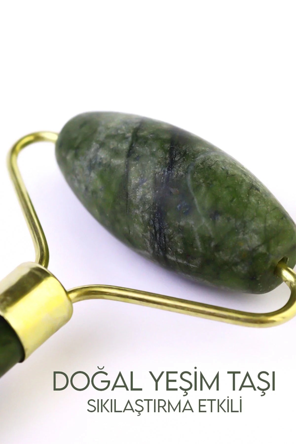 %100 Doğal Yeşim Taşı Jade Roller ve Gua Sha Masaj Seti - 2'li Cilt Bakım ve Yüz Masaj Aleti