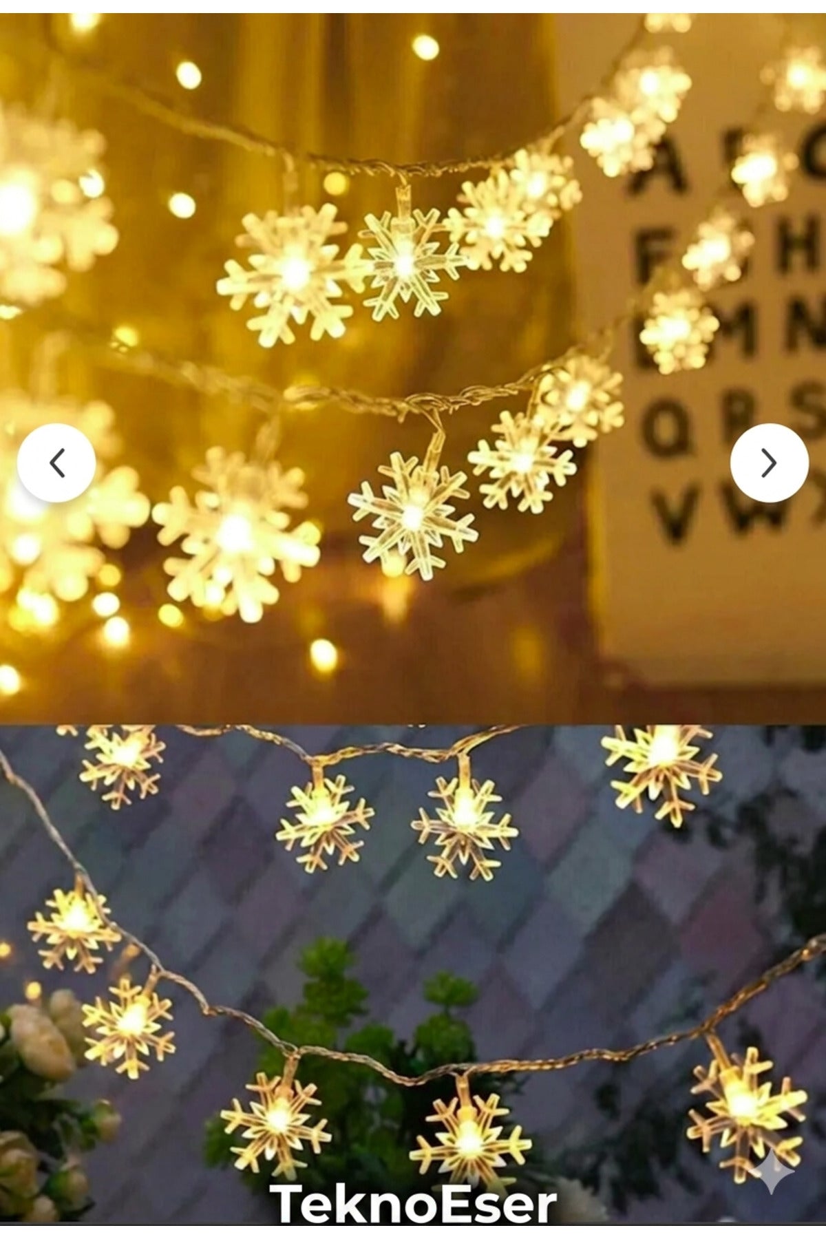 Kar Tanesi LED Işık Zinciri 5 Metre – Pilli Noel Yılbaşı Dekorasyon Şeffaf Kablo 28 LED