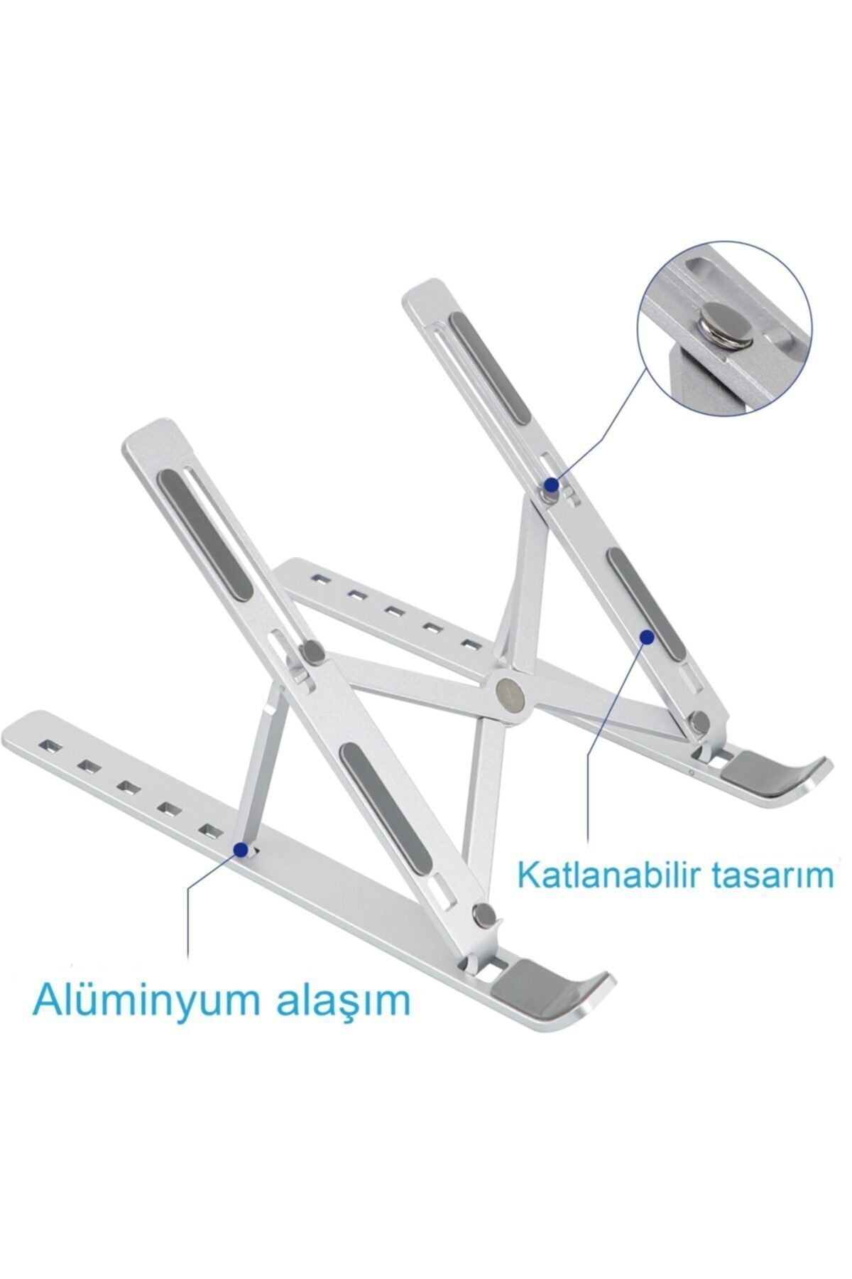 Metal Ayarlanabilir Dizüstü Destek Tabanı Tamamen Katlanabilir Taşınabilir Laptop Yükseltici