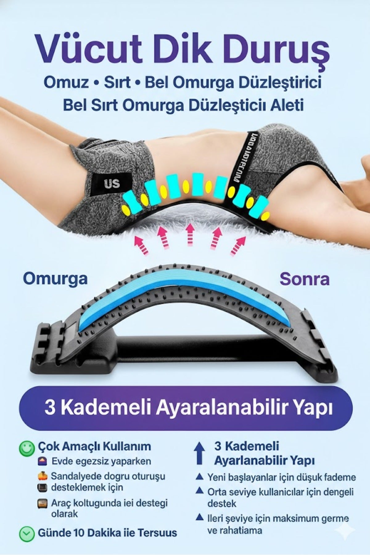 Ortopedik Bel Sırt Sedyesi - Giderici Ve Omurga Düzleştirici Egzersiz Aleti