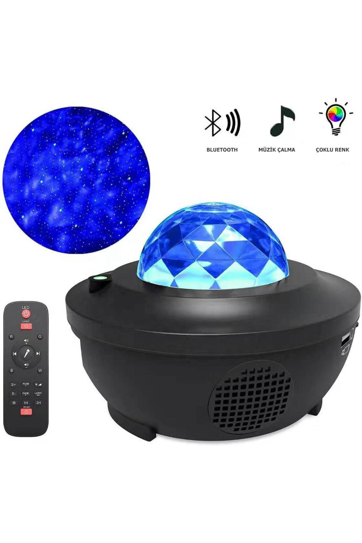 Bluetooth Hoparlörlü Galaxy Yıldız Projektör Lamba – Uzaktan Kumandalı RGB Gece Lambası