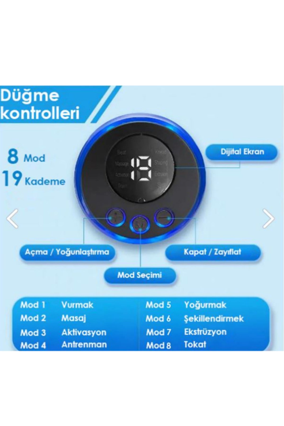Tens Cihazı Ems Elektrikli Tüm Vücut Şarjlı Taşınabilir 8 Mod 19 Proğramlı