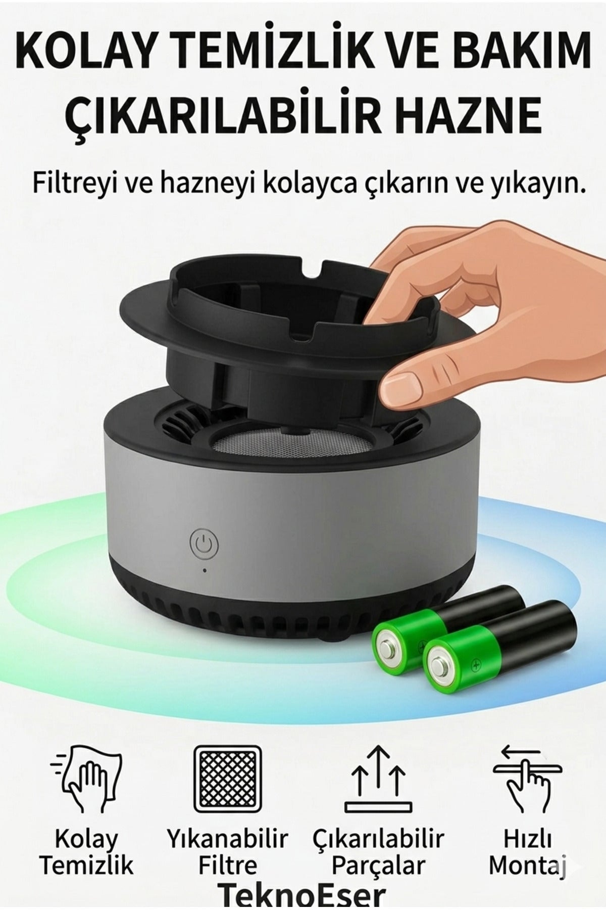 Mini Hava Temizleyici 2xAA Pil Taşınabilir Sessiz Negatif İyon Hava Arıtıcı
