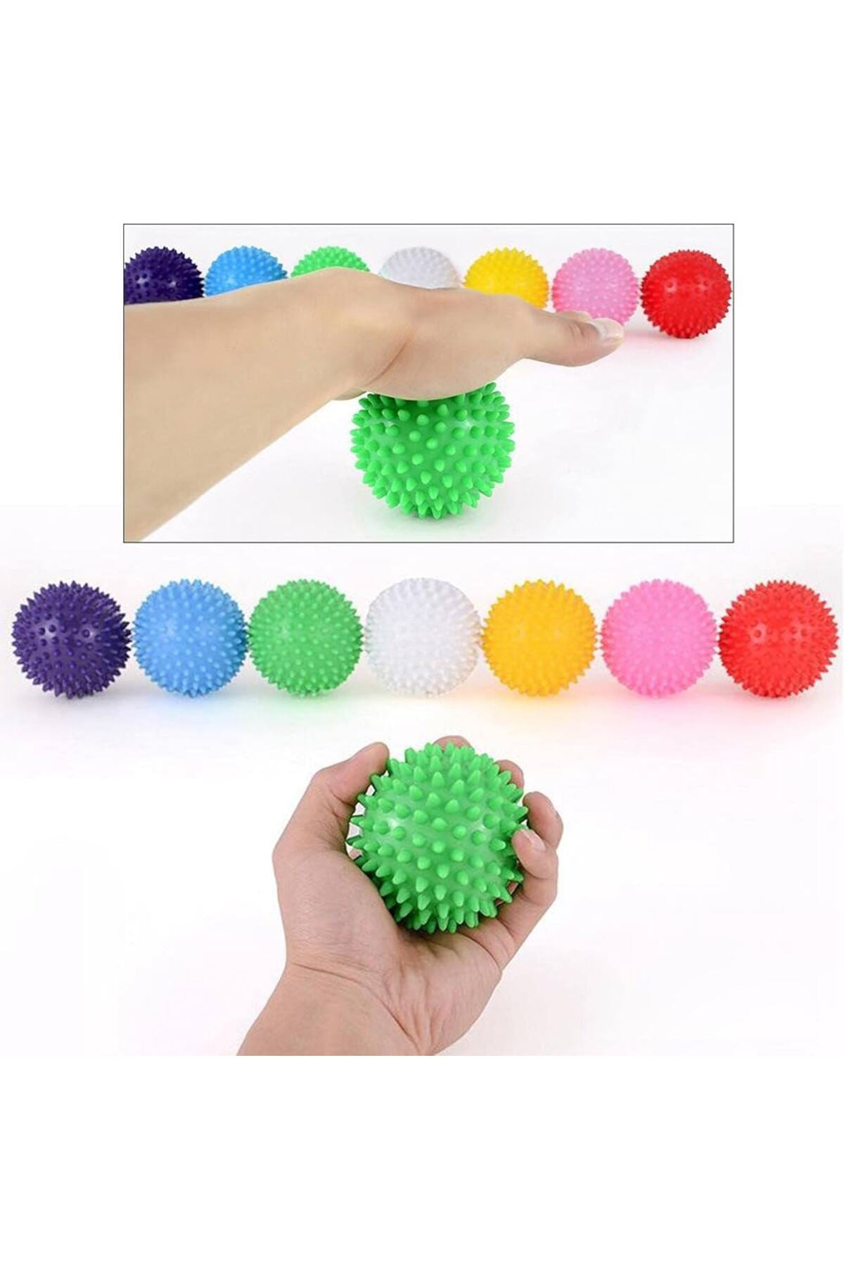 3 TOP Sert Dikenli El Vucut Masaj Topu Seti / El Duyu Egzersiz Masaj Topu 6 CM