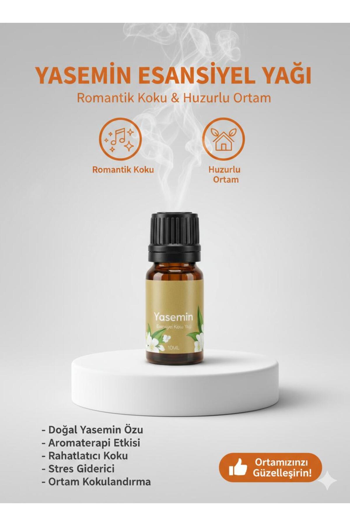 Yasemin Esansiyel Yağı 10 ML – Romantik & Rahatlatıcı Koku, Aromaterapi, Ortam Kokusu