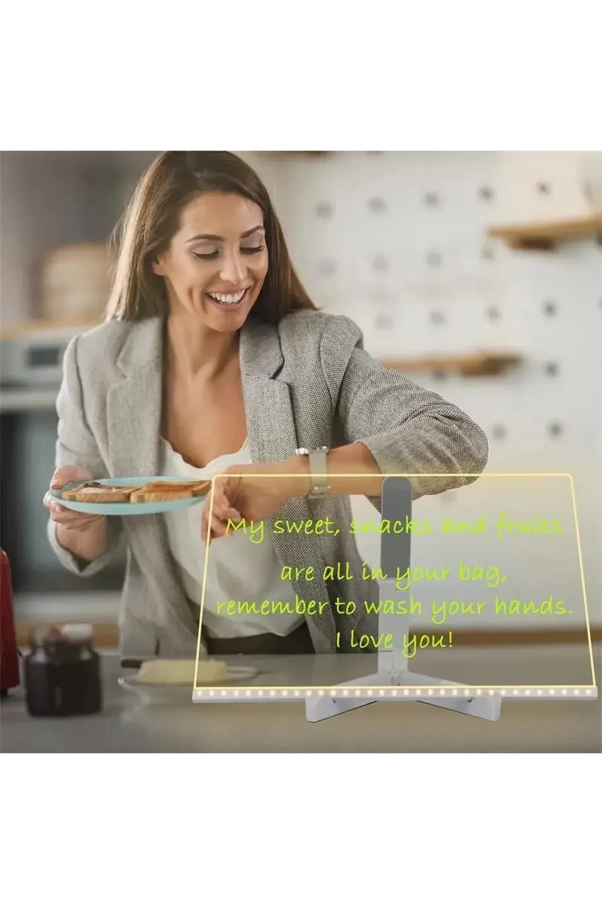 Yeni Tasarım 30x20 Neon Led Işıklı Büyük Boy Yazı Çizim Tahtası Ayarlanabilir Stant Ve Kalem Hediye