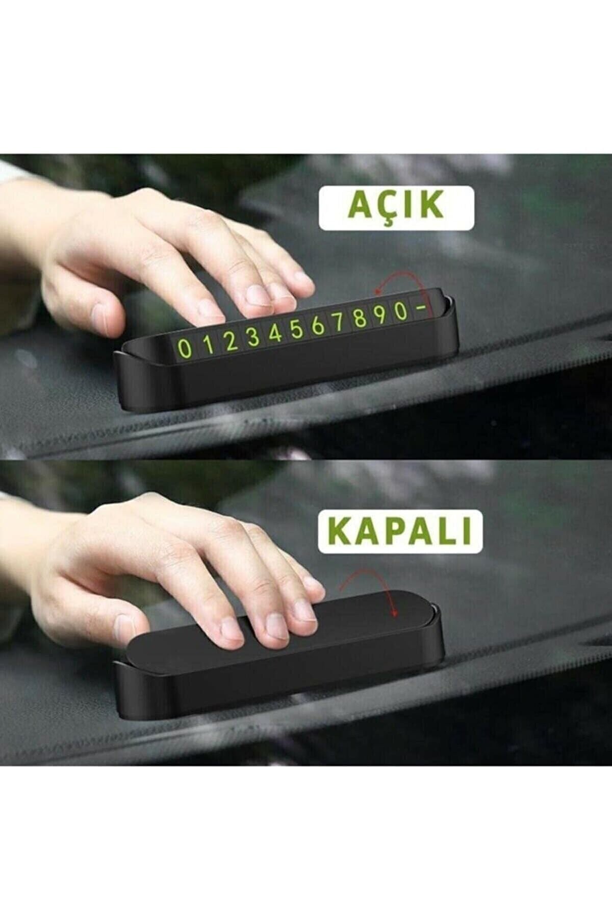2 Adet Araç İçi Fosforlu Numaratör Aç-Kapa Kutulu Araç Park Torpido Üstü Telefon Numarası Göstergesi
