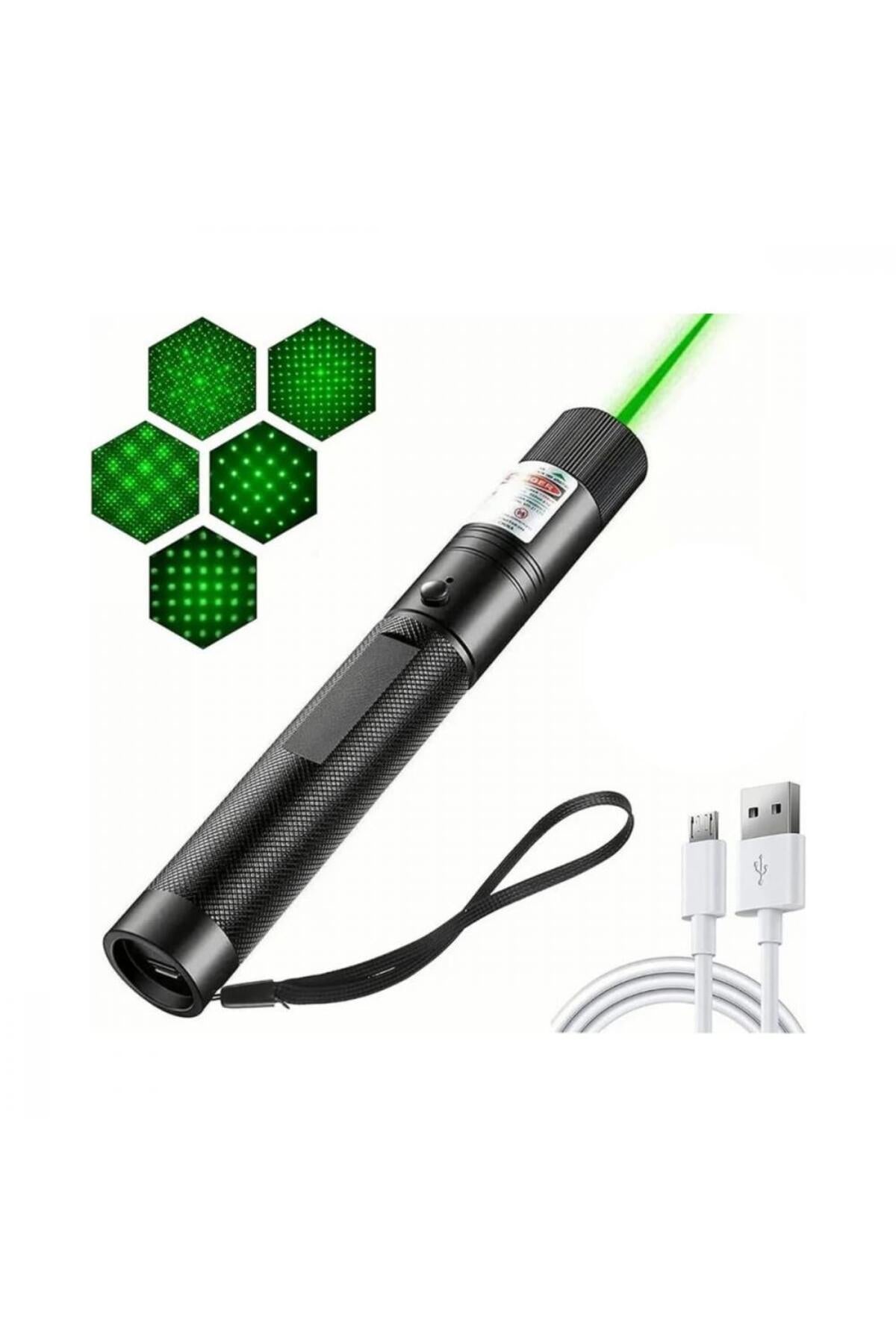 USB Şarjlı Yeşil Laser – Güçlü Işın, Uzun Menzil, Anahtarlıklı Taşınabilir Lazer Kalem