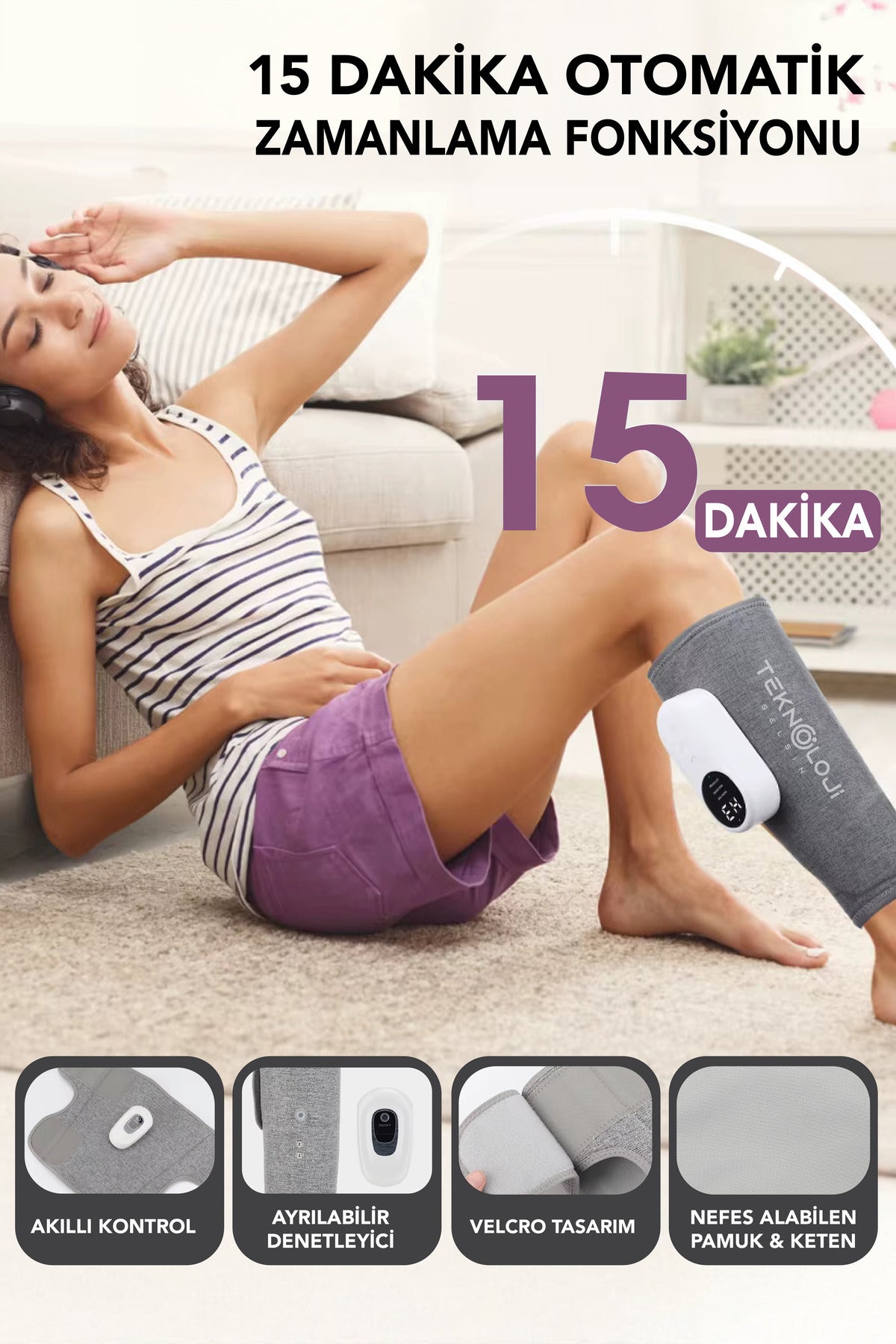 Diz Masajı Yeni Nesil Şarjlı Isıtmalı 3 Kademeli 40°C 45°C 50°C Hava Basınçlı Masaj 3 Modlu