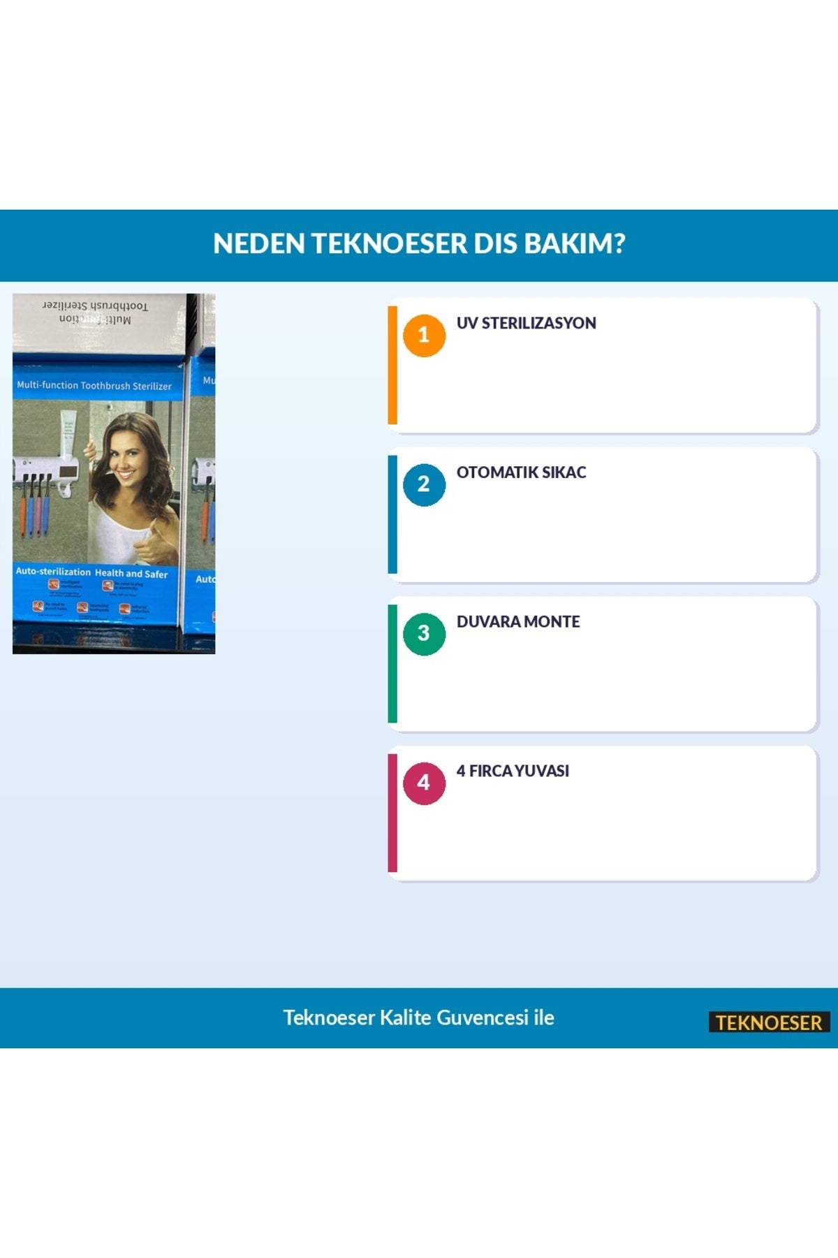 Otomatik Diş Macunluğu UV Sterilizatör – Banyo Organizer Beyaz Diş Fırçası Tutucu Hijyenik Set