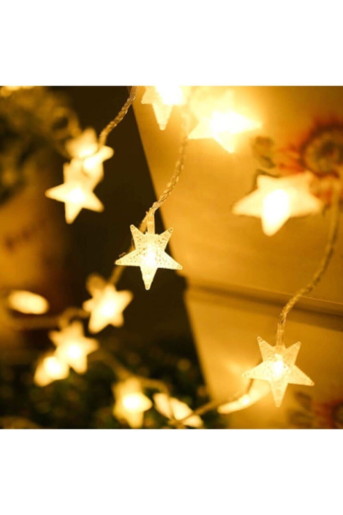 Dekoratif 5 Metre Fişli 20 Yıldızlı Yıldız Ip Led Işık - Star Led Yılbaşı Süsü
