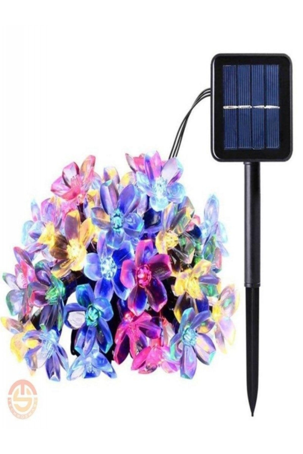 Solar 30 Ledli Çiçekli RGB Bahçe Aydınlatma Dekorasyon Güneş Enerjili