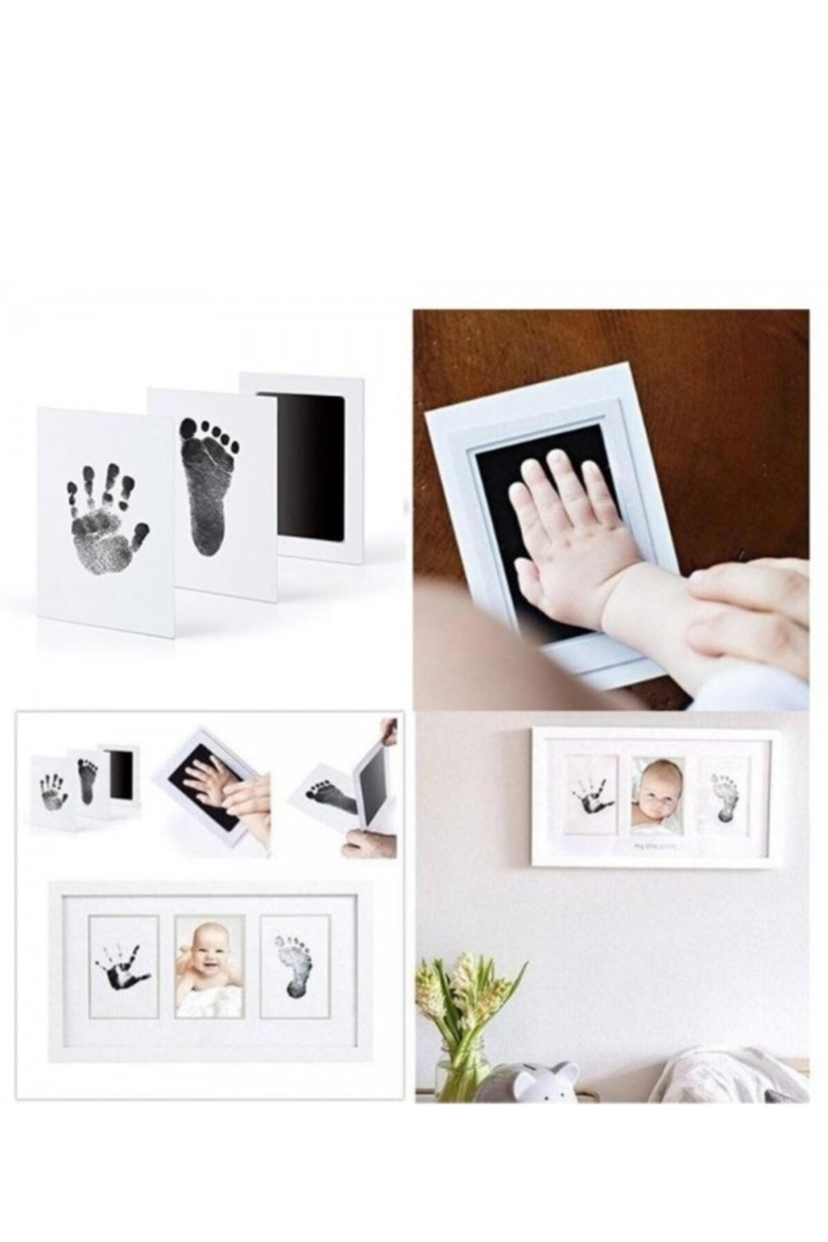 Yenidoğan Bebek El Ve Ayak Izi Fotoğraf - Toksik Olmayan Mürekkepsiz Hatıra Baskı Kiti - 8 X 12 Cm