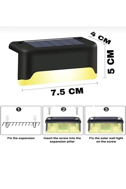 4 Adet Solar Güneş Enerjili Lamba Merdiven, Bahçe, Balkon, Veranda Dekorasyon Ve Çit Işık