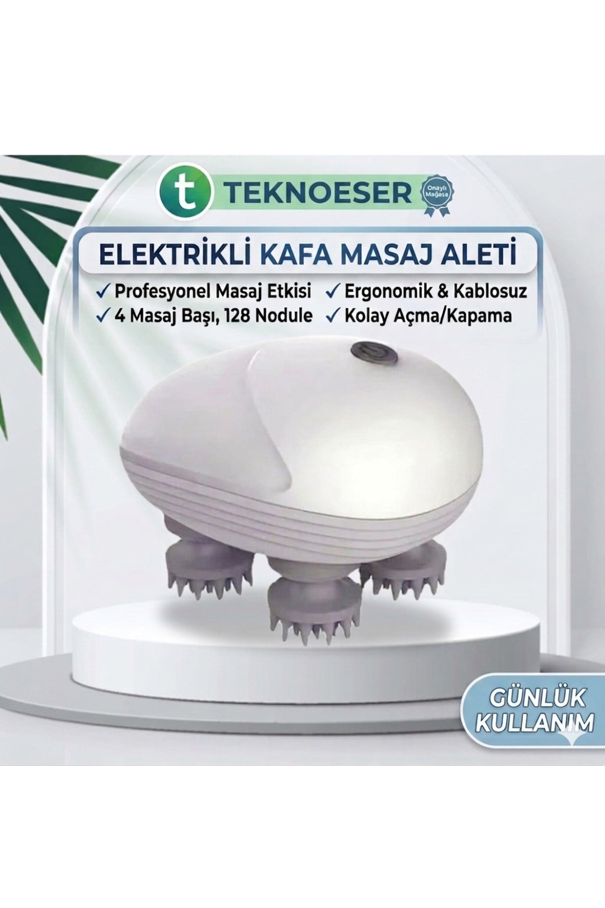 Şarjlı Kafa Ve Saç Derisi Masaj Aleti - 4 Başlıklı Islak & Kuru Kullanım Su Geçirmez Masaj Cihazı