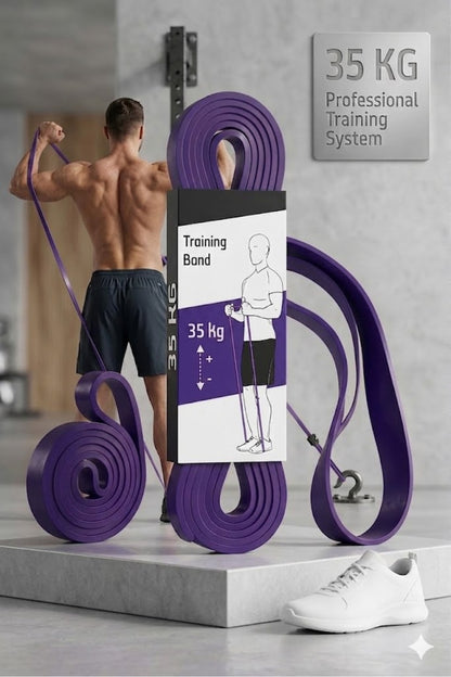 35 KG Pilates Direnç Bandı Mor - Ağır Sert Egzersiz Ve Spor Lastiği Fitnes Bandı