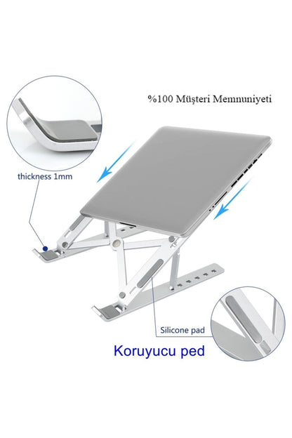 Metal Ayarlanabilir Dizüstü Destek Tabanı Tamamen Katlanabilir Taşınabilir Laptop Yükseltici