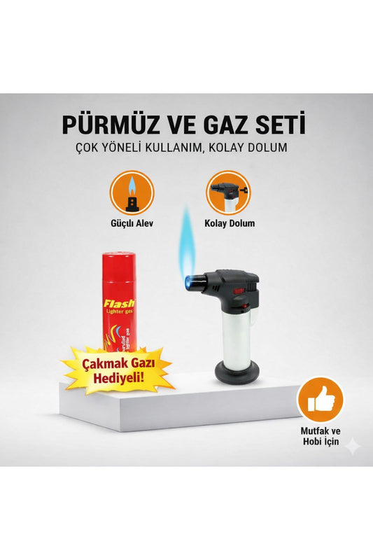 Pürmüz Seti Çakmak Gazı Hediyeli – Güçlü Alev, Kolay Dolum, Çok Amaçlı