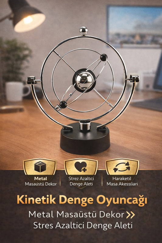 Kinetik Denge Oyuncağı | Metal Masaüstü Dekor, Stres Azaltıcı Denge Aleti
