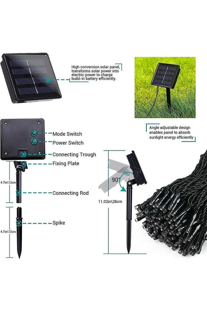 100 Led Solar Enerjili Peri Led Işık Güneş Enerjili Balkon Bahçe Parti Yılbaşı Dekor Işığı