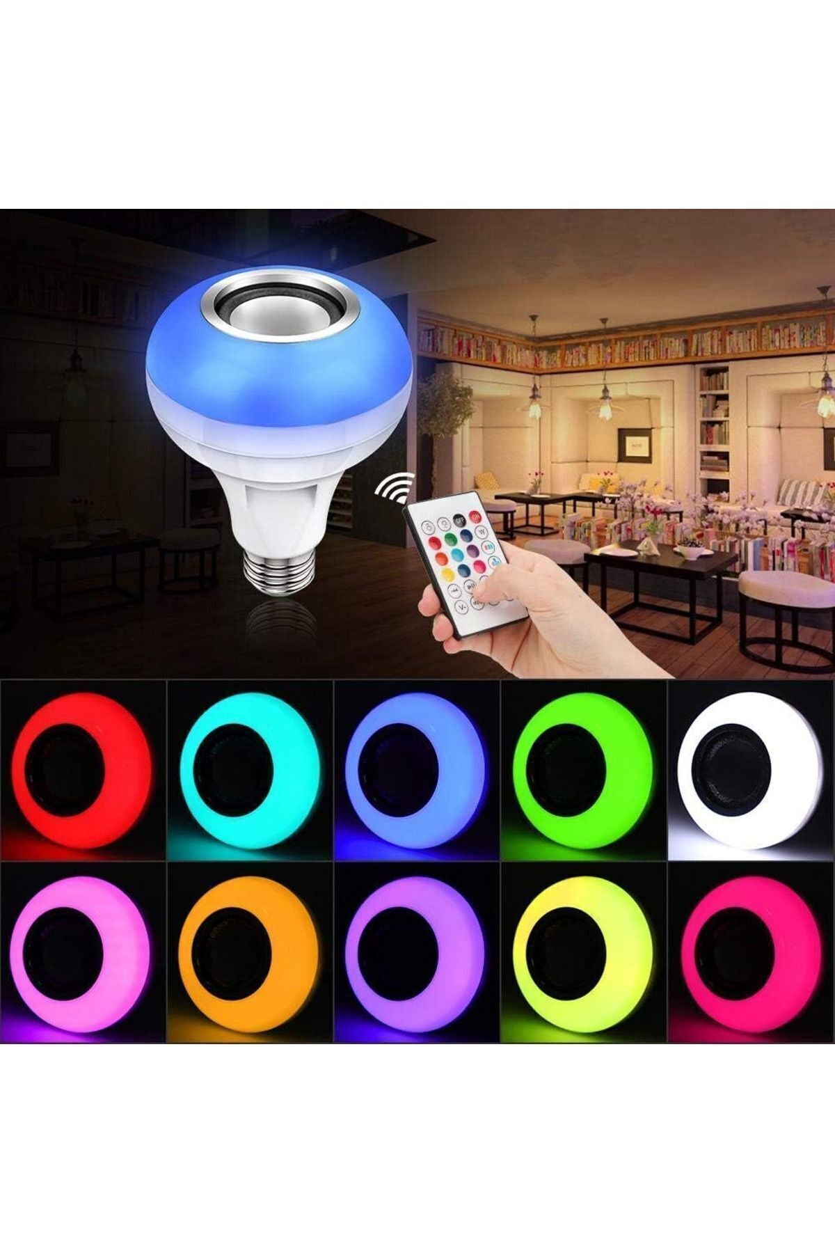 Ampul Şeklinde Bluetooth Hoparlör Müzik Çalar Rgb Ledli Lamba Kumandalı Mp3 Çalar Renk Değiştiren