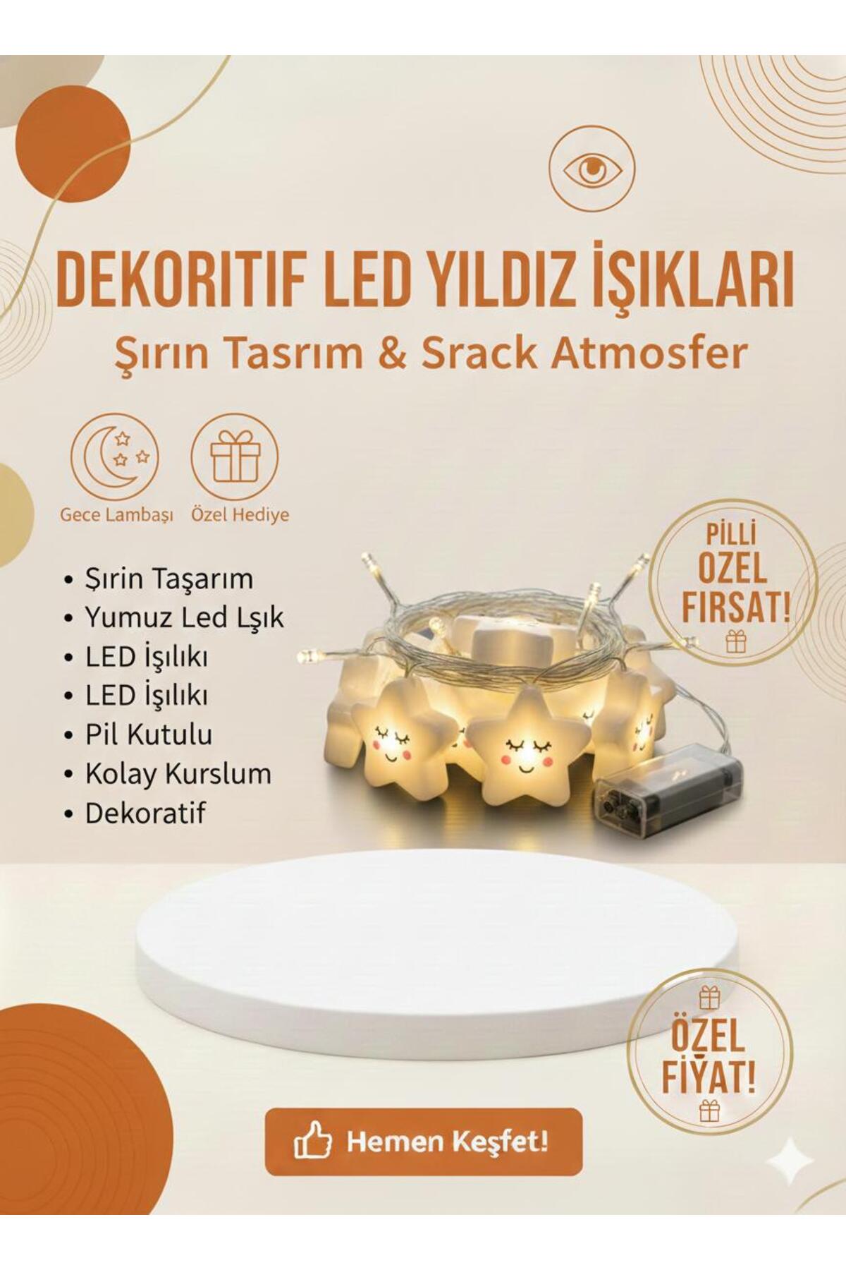 Dekoratif LED Yıldız Işıkları | Pilli, Yumuşak Işık, Gece Lambası & Ortam Aydınlatması