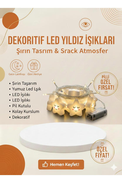 Dekoratif LED Yıldız Işıkları | Pilli, Yumuşak Işık, Gece Lambası & Ortam Aydınlatması