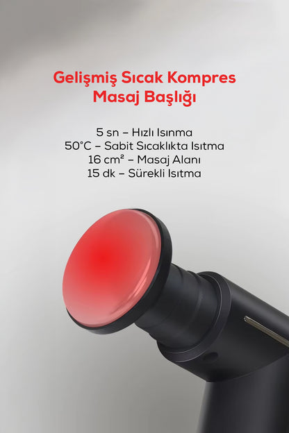 Sıcak Soğuk Terapi Özellikli LCD Ekranlı 6 Kademeli Profesyonel Masaj Tabancası