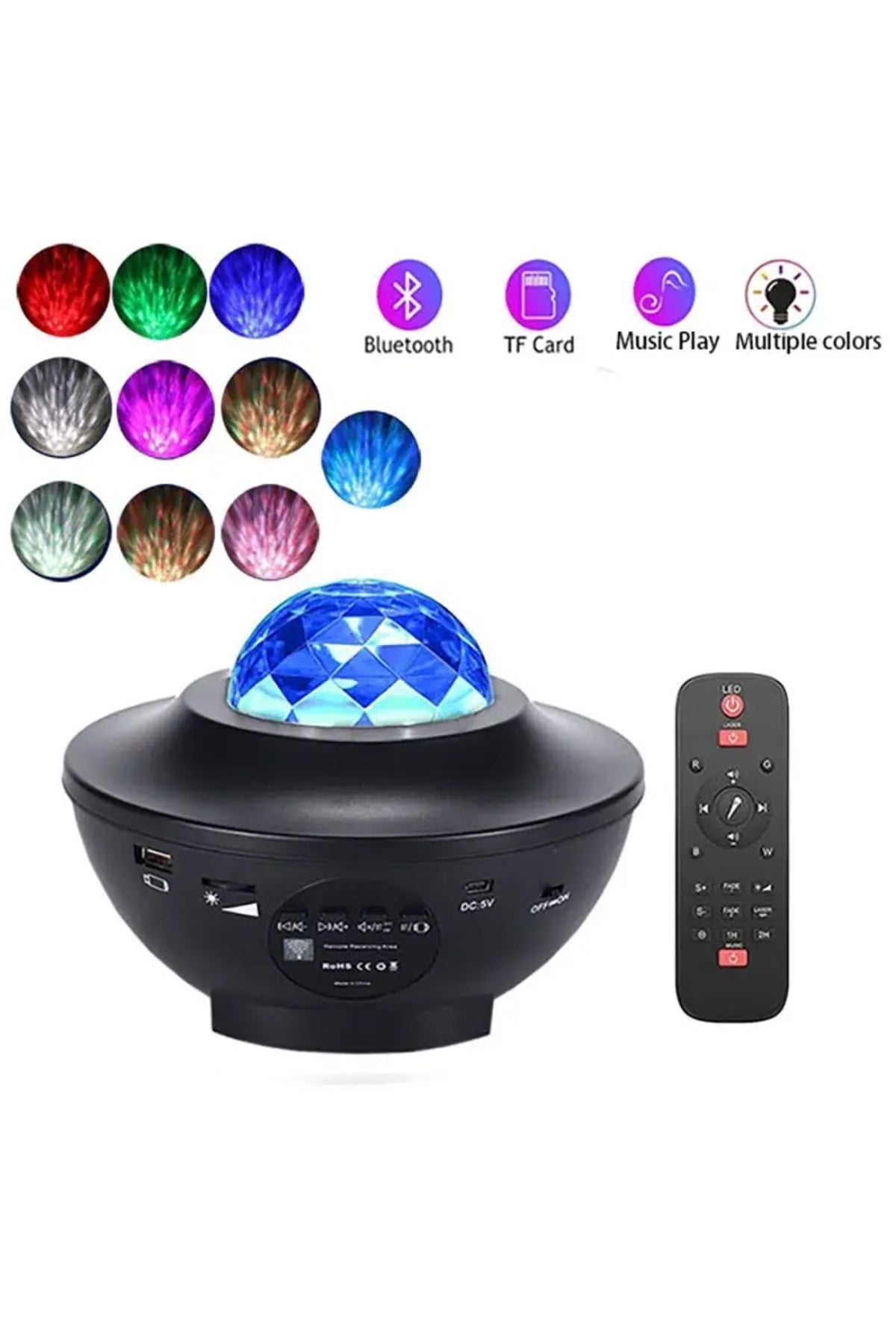 Smart Starry Projektör Light Bluetooth Müzik 7 farkli Ambians