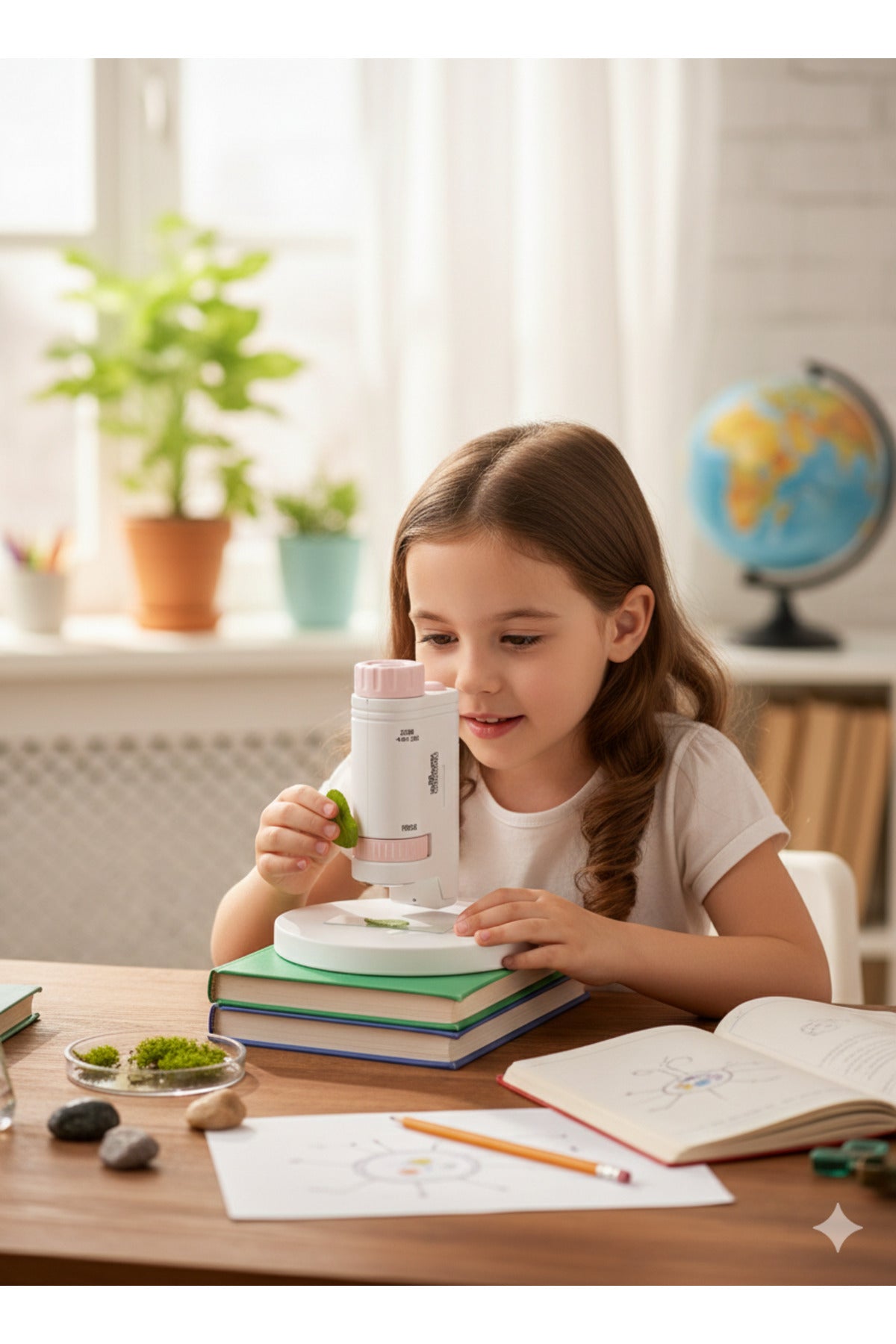 Taşınabilir El Mikroskobu 60X-120X Zoom LED Işıklı - Çocuklar İçin Eğitici Bilim Ve Keşif Seti Mavi