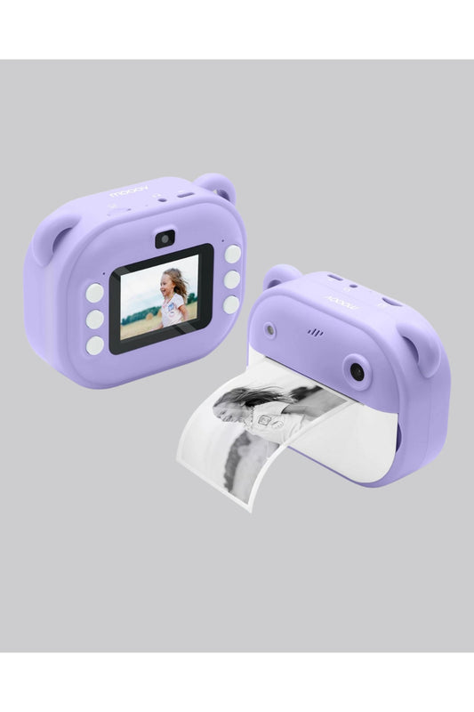 Pembe - Anında Baskılı Çocuk Kamerası - 18 Efektli, Oyunlu, Müzik Çalarlı Termal Fotoğraf Makinesi