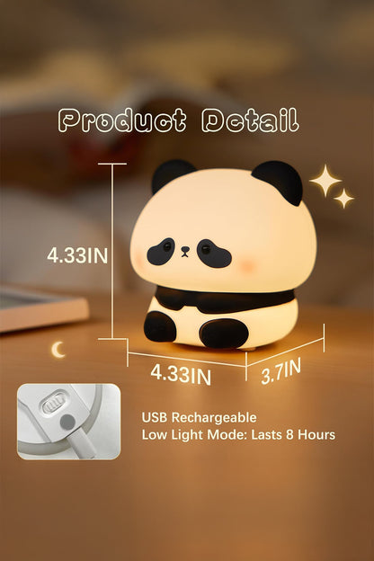 RGB Işıklı Dokunmatik Panda Gece Lambası Silikon Yumuşak Malzeme, Renk Değiştiren Çocuk Gece Lambası
