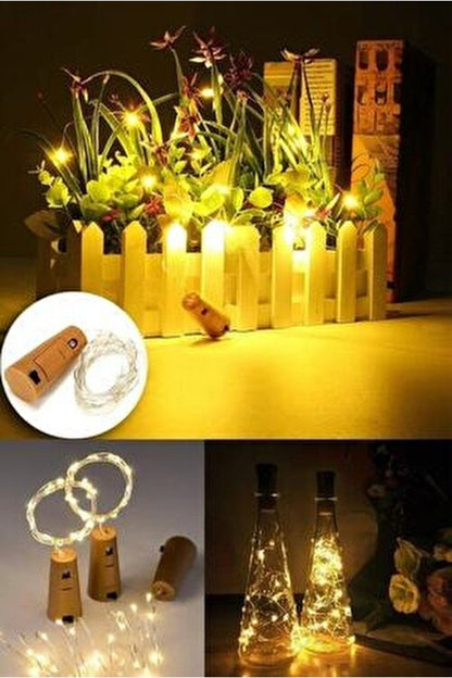 Mantar Tıpalı Peri Led 2 Metre Şişe Led Piller Dahil