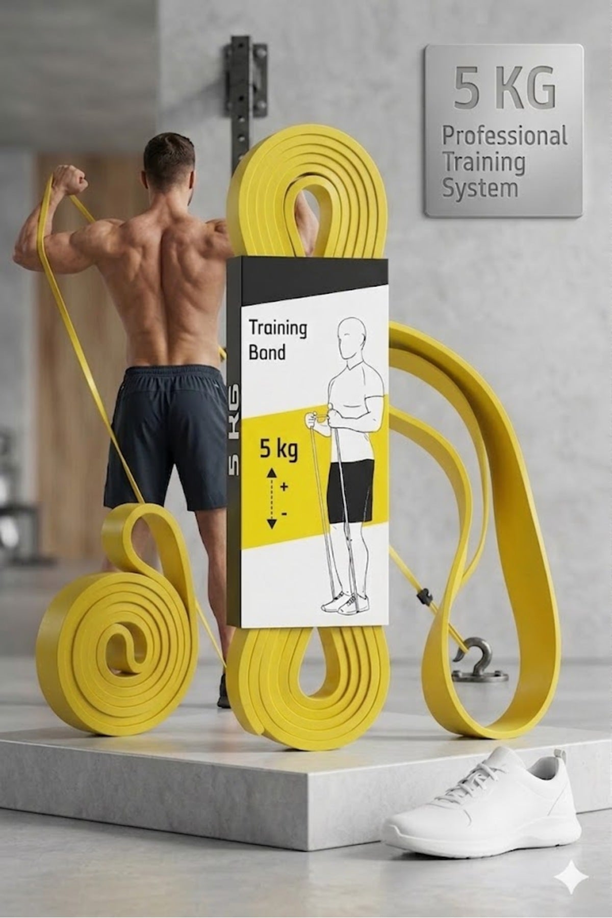 5 KG Pilates Direnç Bandı Sarı - Egzersiz Ve Spor Lastiği Fitnes Bandı
