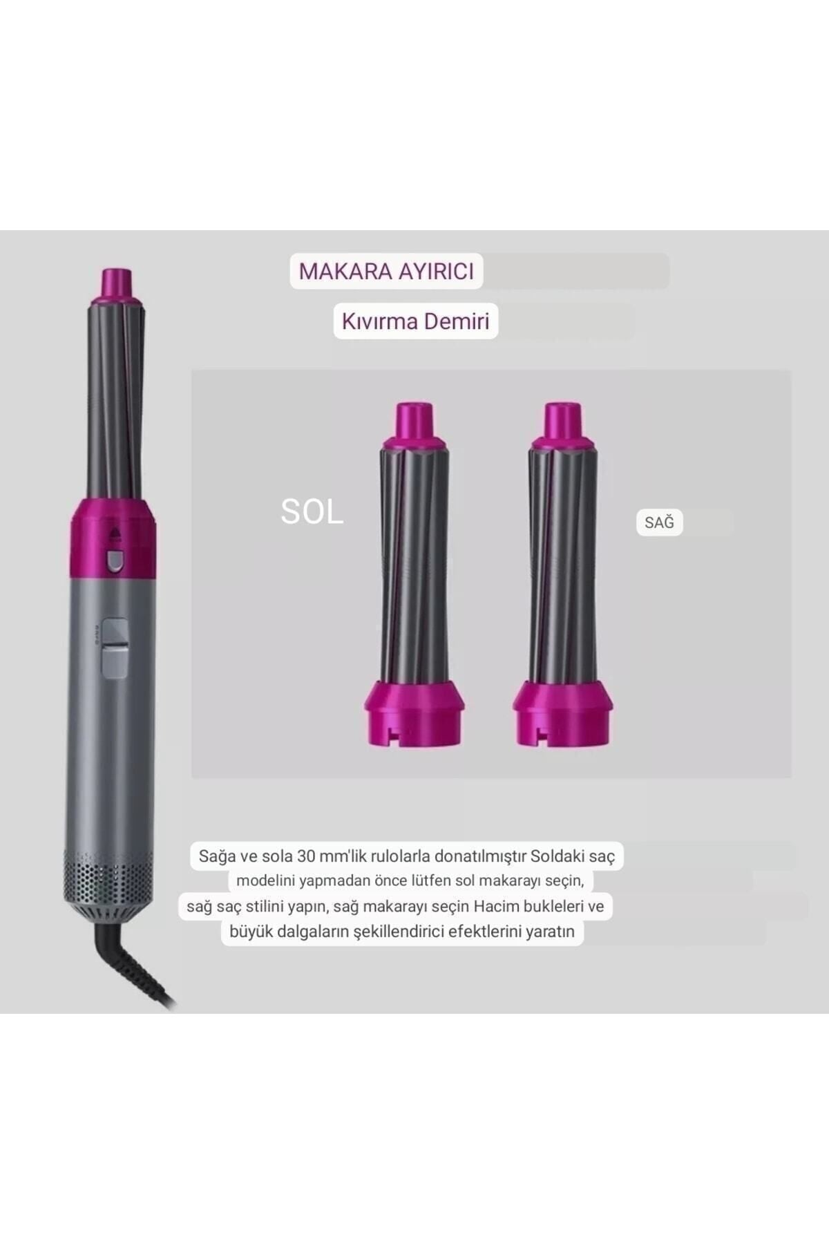 5 In 1 Profesyonel Saç Şekillendirici Fırça Taraklı Kurutma Fön Makinesi 1000 Watt