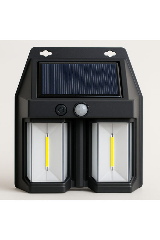 Güneş Enerjili Hareket Sensörlü Duvar Lambası | Çift COB LED Bahçe ve Garaj Işığı (Su Geçirmez)