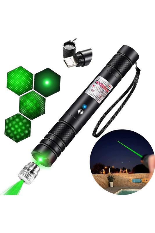 USB Şarjlı Yeşil Laser – Güçlü Işın, Uzun Menzil, Anahtarlıklı Taşınabilir Lazer Kalem
