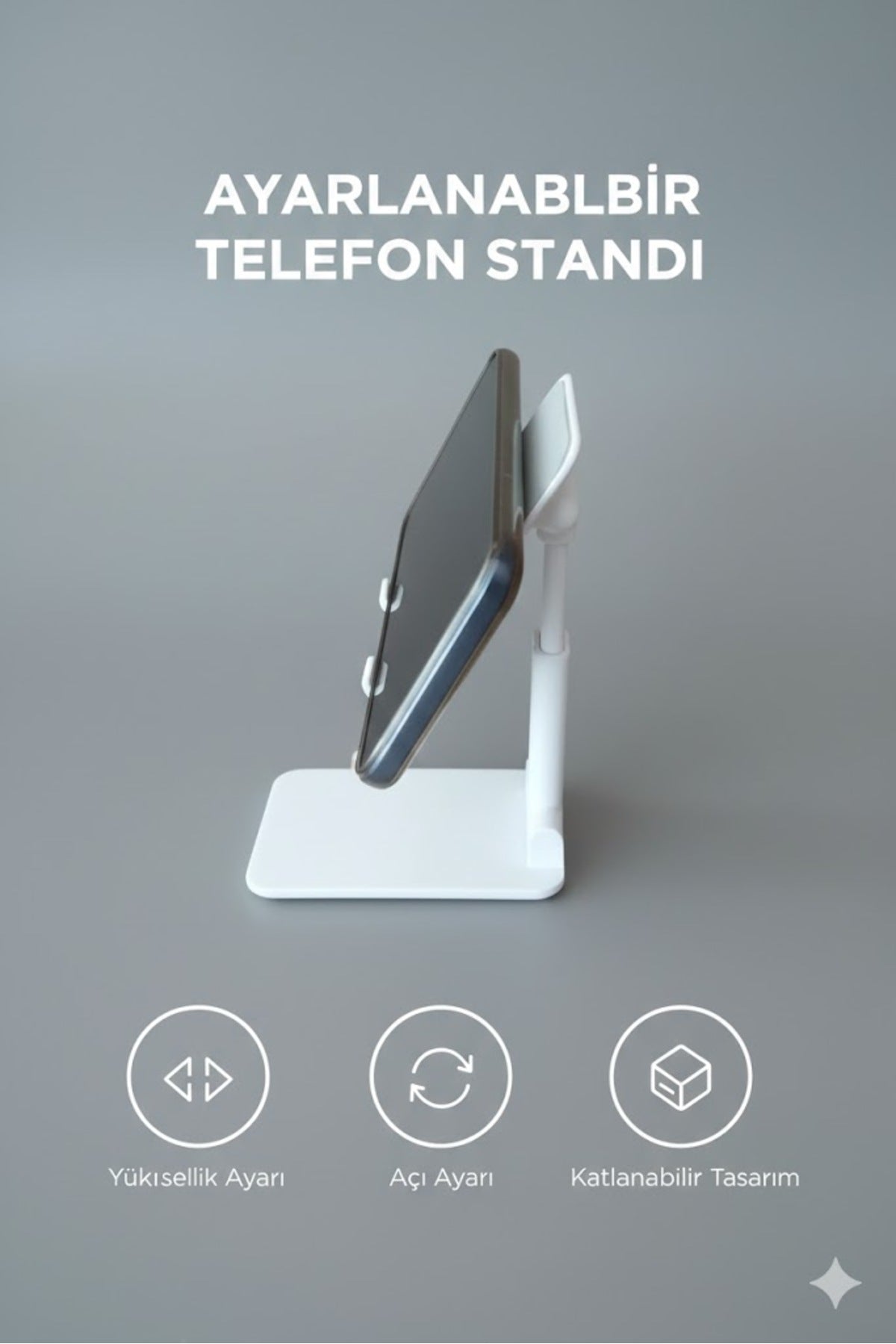 Katlanabilir Masaüstü Telefon Tutucu Tablet Standı Ayarlanabilir Yükseklik Ve Açı Beyaz