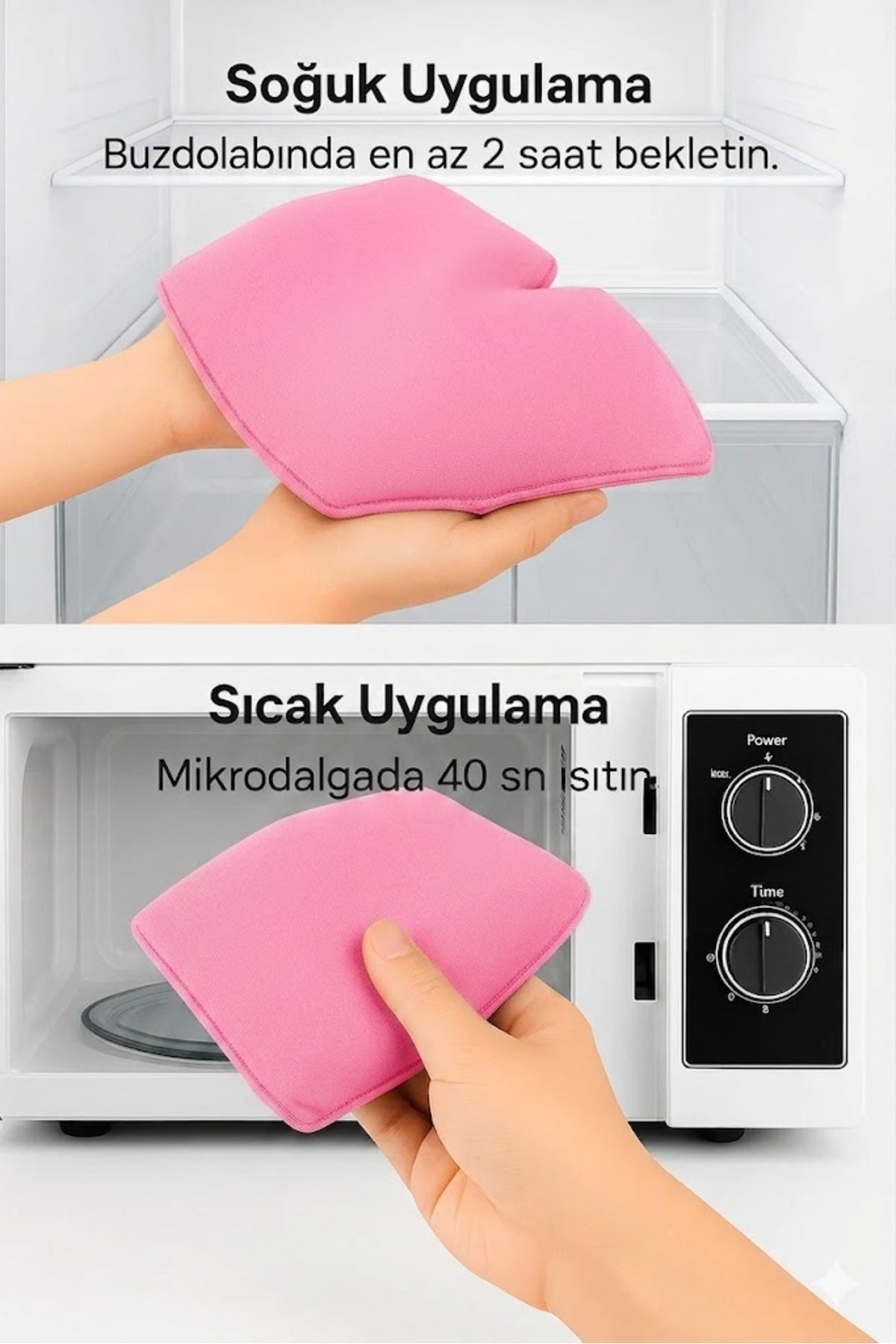 Pembe Jel Kompres Maskesi - ve Baş Ağrısı Giderici - Sıcak & Soğuk Terapi