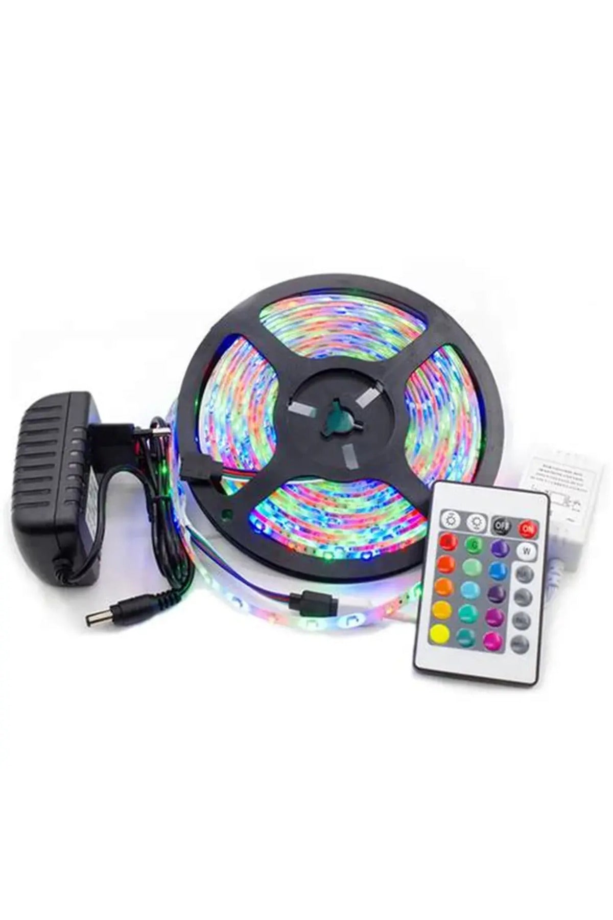 5 Metre RGB Şerit Led Aydınlatma Seti - Tak Çalıştır Ambiance Light - Uzaktan Kumandalı ve Adaptörlü