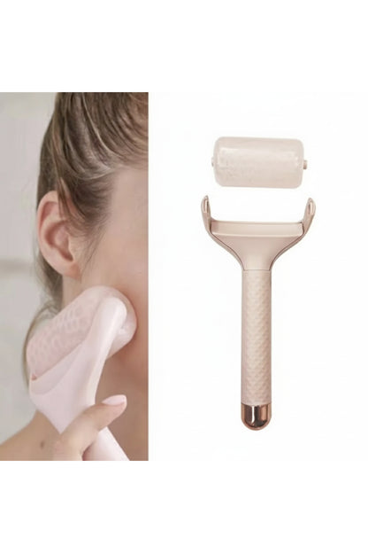 Buz Silindiri Ice Roller Şişkinlik Giderici ve Gözenek Sıkılaştırıcı Yüz Masaj Aleti Pembe Gold Seri