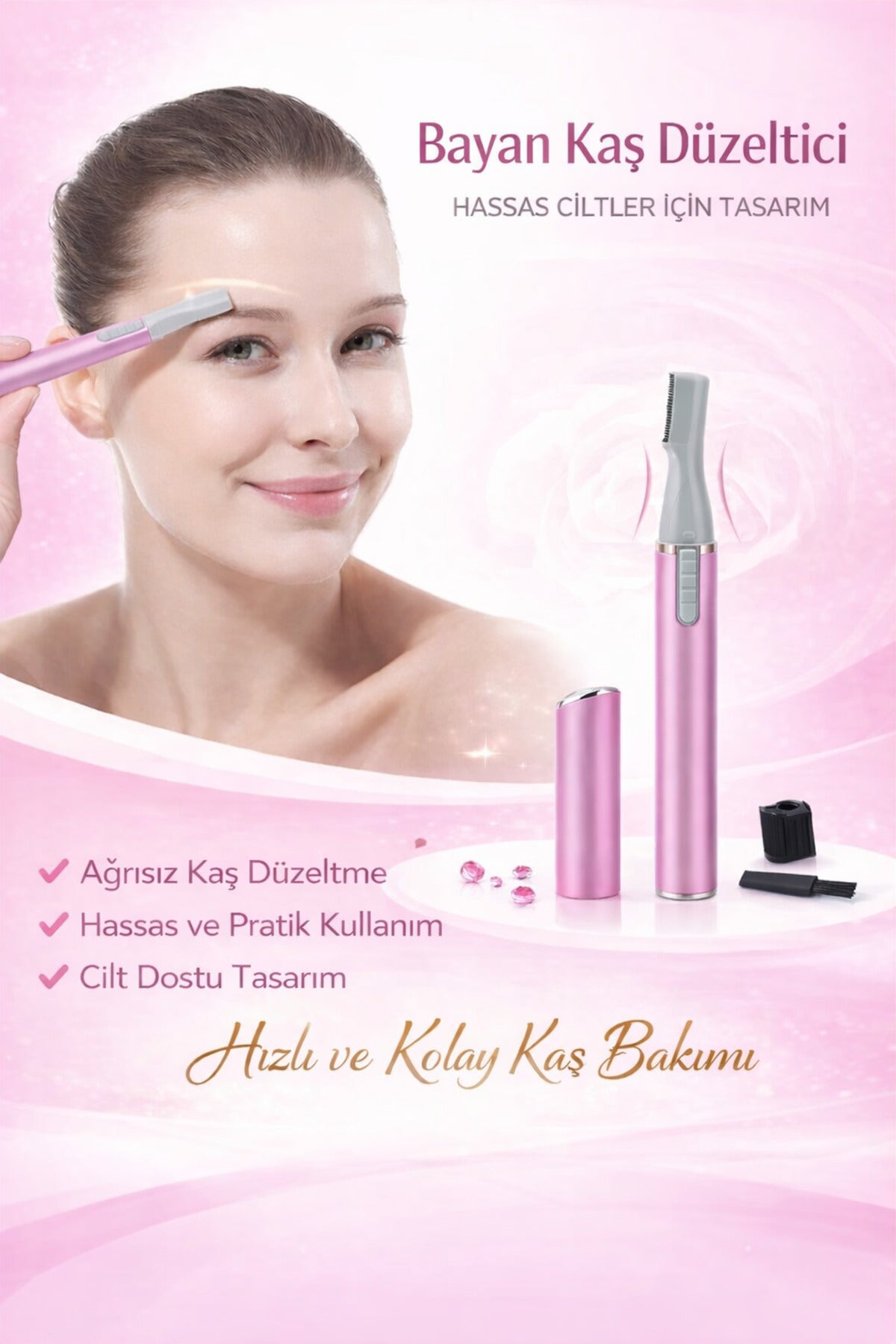 Pilli Kulak Burun Kılı Temizleme Aleti | Pembe, Ağrısız ve Hassas Kullanım