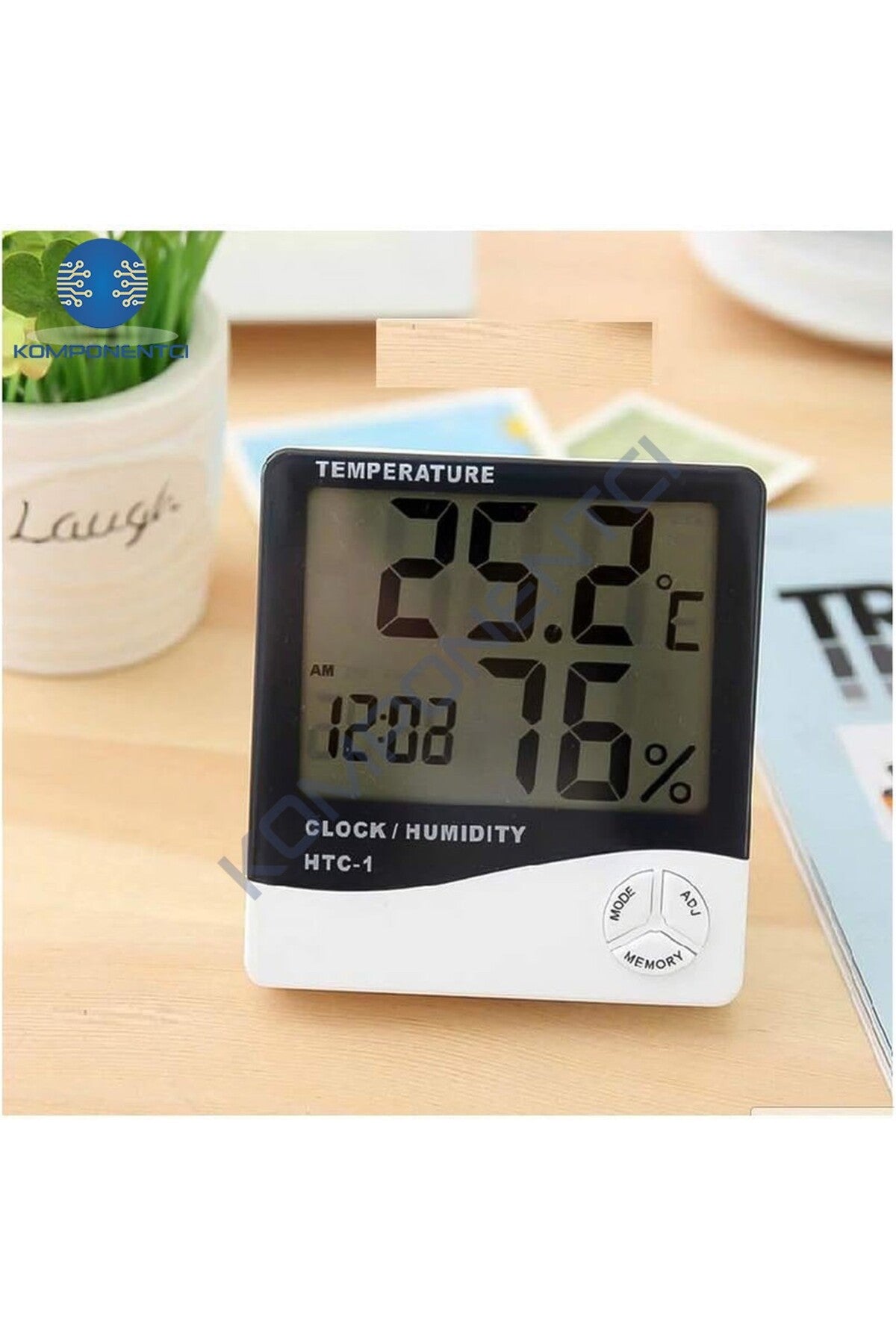 Dijital Isı ve Nem Ölçer Büyük LCD Ekranlı Termometre Higrometre Saat Alarm Takvim Oda Termometresi