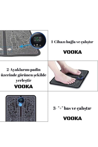 Vilya Elektrikli Ayak Stimülasyon Masaj Pedi Katlanır Taşınabilir Otomatik Masaj Aleti