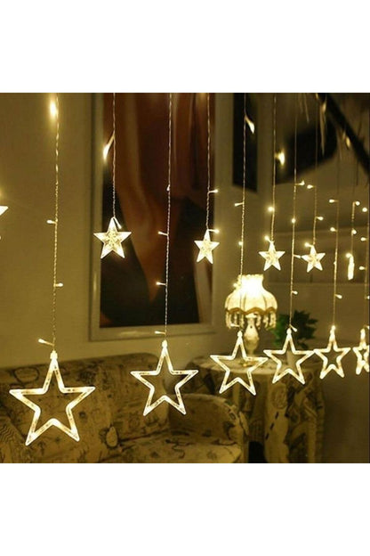 3 MT USB GİRİŞLİ 8 FONKSİYONLU 6*6 YILDIZ FİGÜRLÜ GÜN IŞIĞI PERDE 120 AMPUL LED