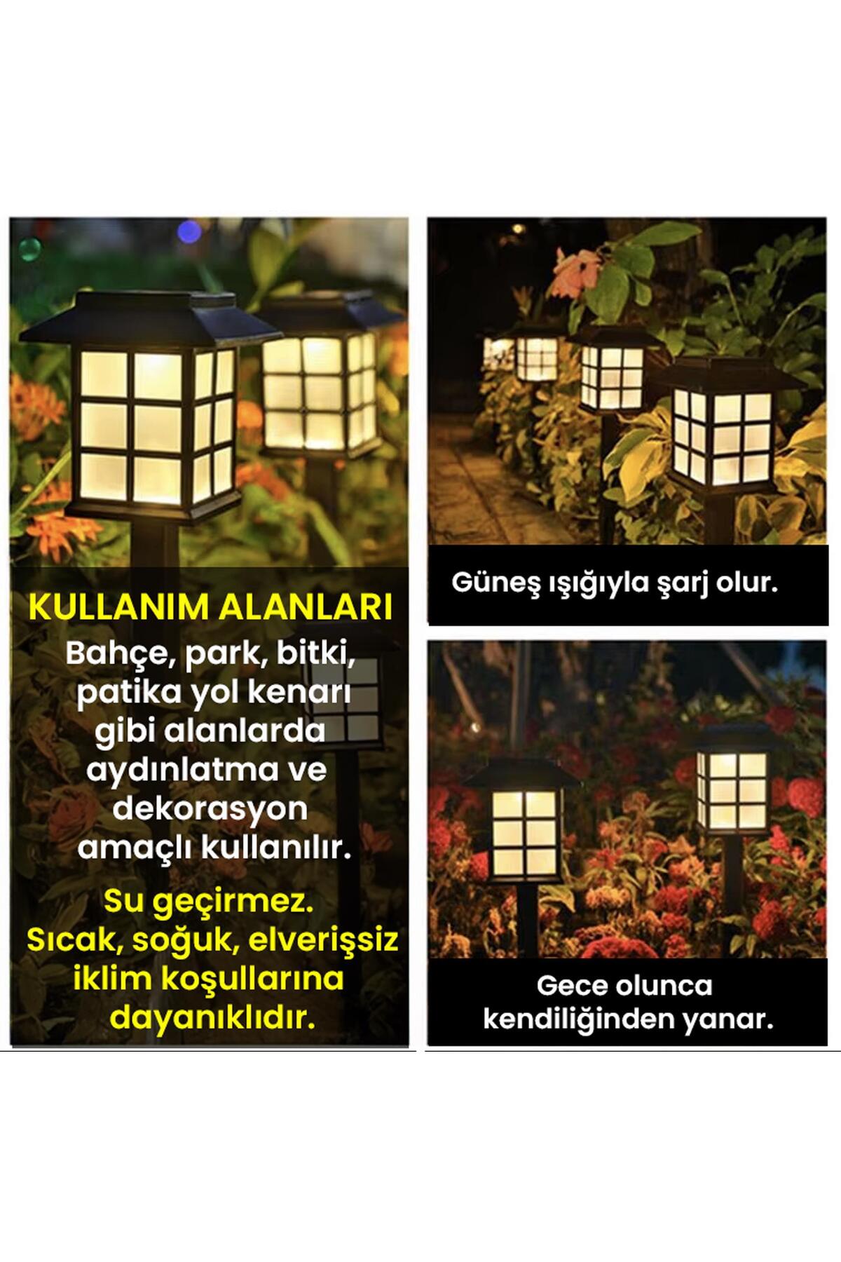 8 Adet Solar Bahçe Aydınlatma Lambası Su Geçirmez Dekoratif Çim ve Yürüyüş Yolu Işığı Seti Karanlık