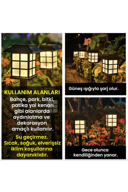 8 Adet Solar Bahçe Aydınlatma Lambası Su Geçirmez Dekoratif Çim ve Yürüyüş Yolu Işığı Seti Karanlık