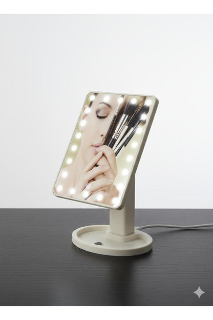 LED Işıklı Dekoratif Makyaj Aynası | Geniş Açılı, USB Şarjlı, Şık Tasarım